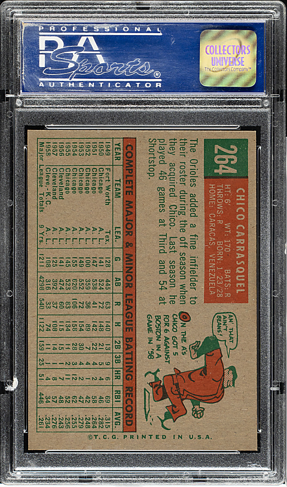 1959 Topps #264 Chico Carrasquel PSA NM-MT 8