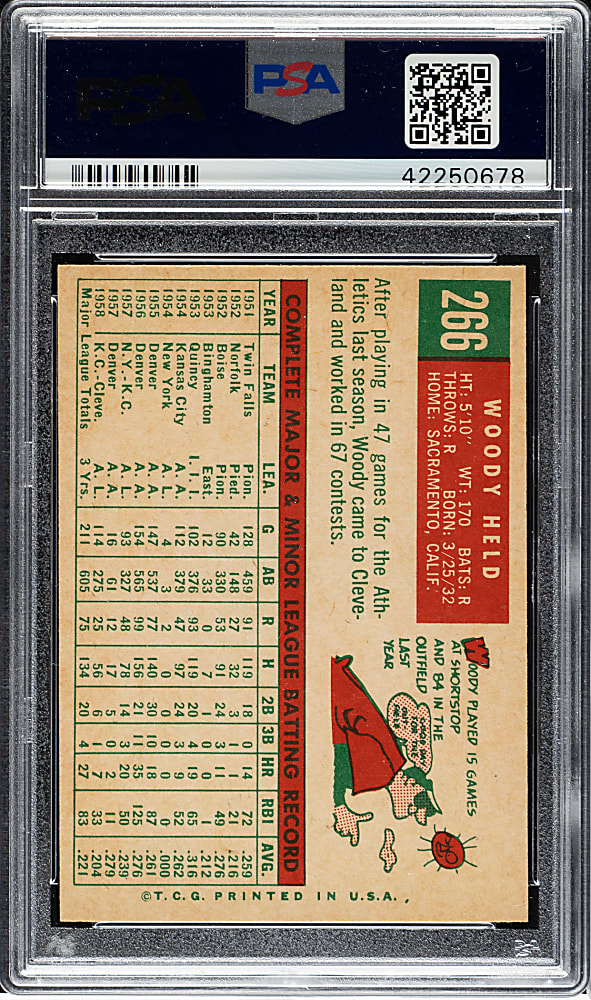 1959 Topps #266 Woddy Held PSA NM-MT 8