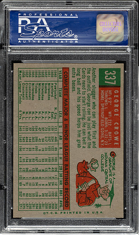 1959 Topps #337 George Crowe PSA NM-MT 8