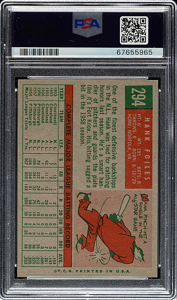 1959 Topps #294 Hank Foiles PSA NM-MT 8