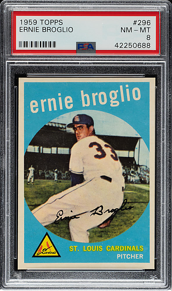 1959 Topps #296 Ernie Broglio PSA NM-MT 8