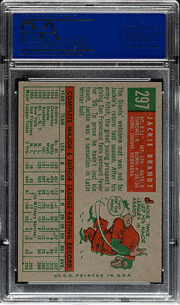 1959 Topps #297 Jackie Brandt PSA NM-MT 8
