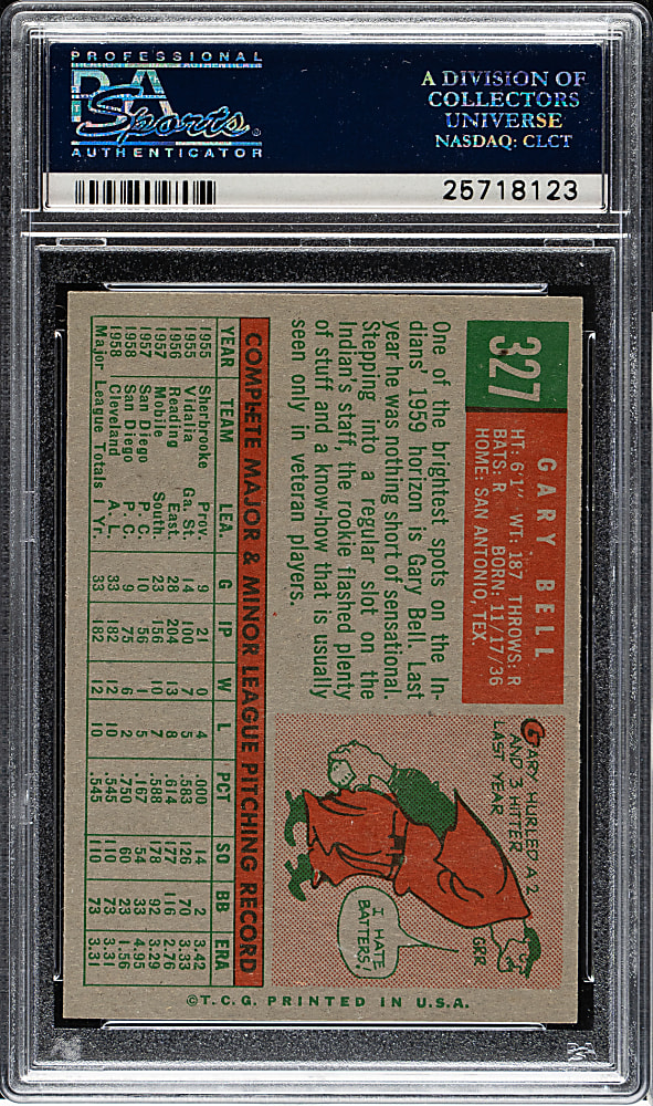 1959 Topps #327 Gary Bell PSA NM-MT 8