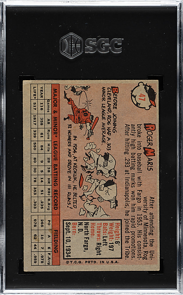 1958 Topps #47 Roger Maris Rookie SGC EX 5