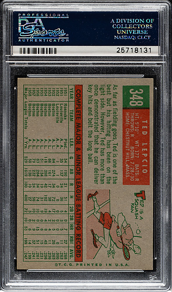 1959 Topps #348 Ted Lepcio PSA NM-MT 8