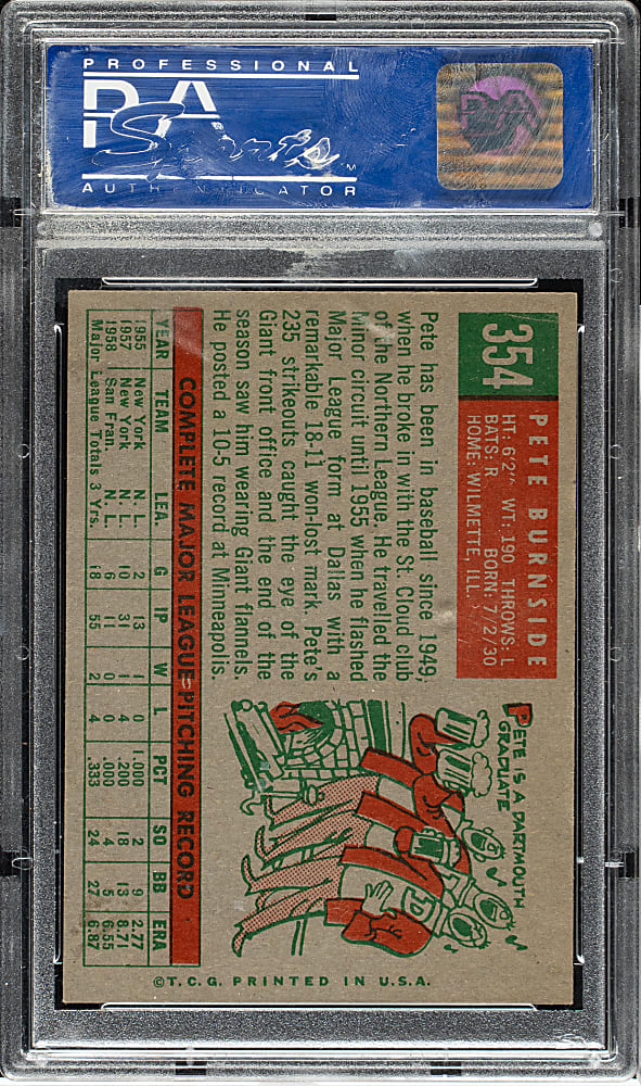 1959 Topps #354 Pete Burnside PSA NM-MT 8