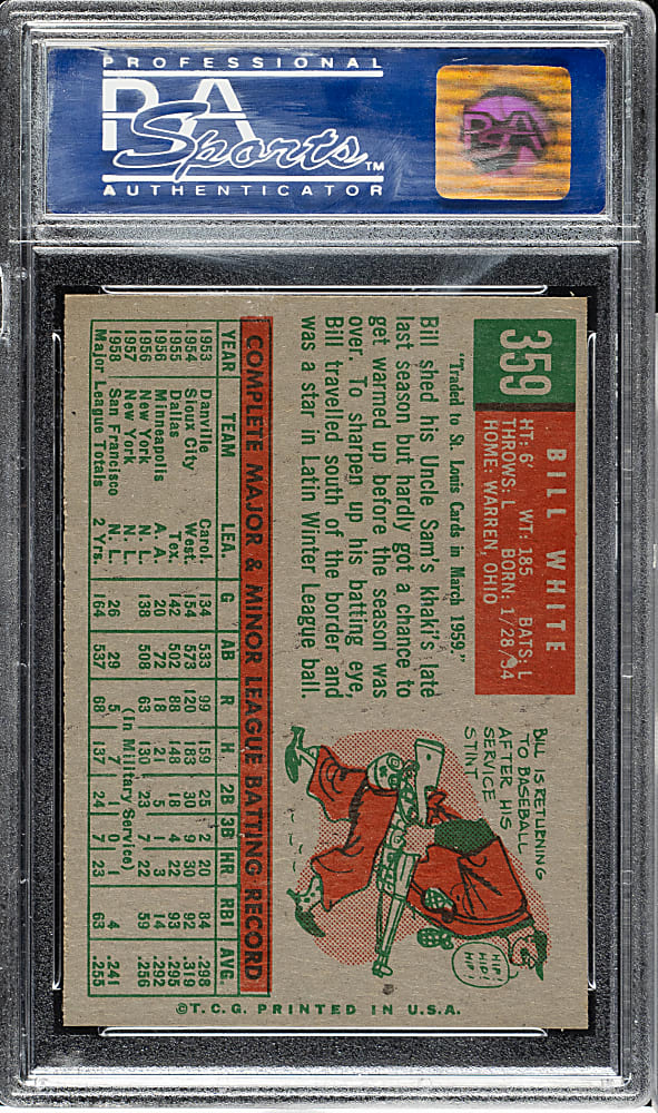 1959 Topps #359 Bill White PSA NM-MT 8