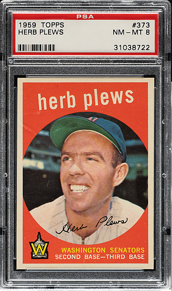 1959 Topps #373 Herb Plews PSA NM-MT 8