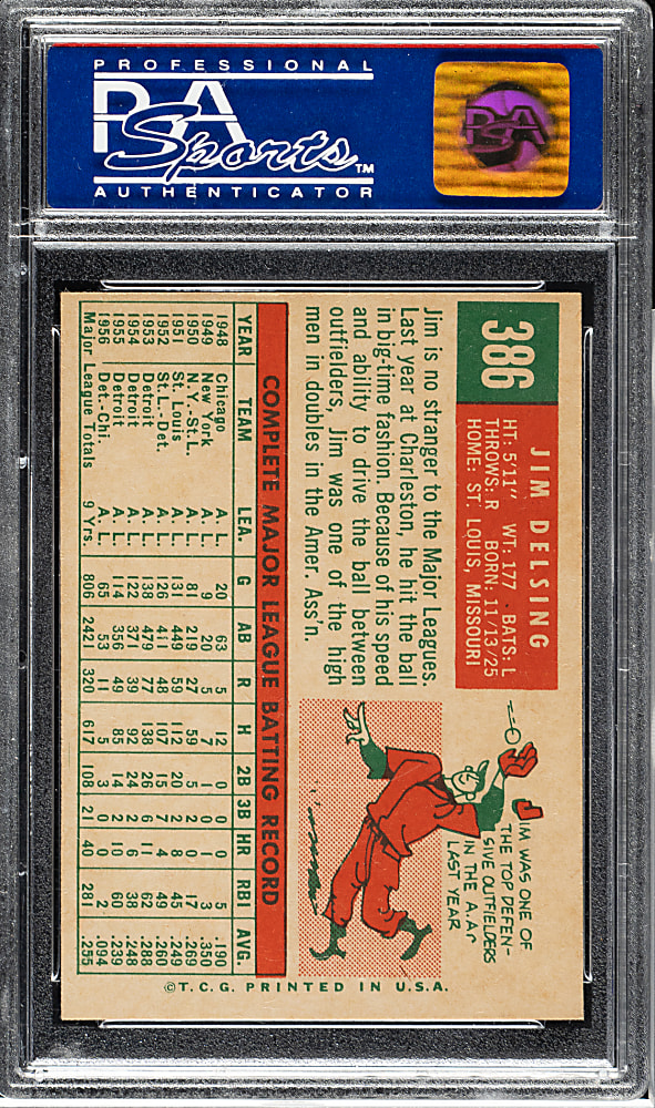 1959 Topps #386 Jim Delsing PSA NM-MT 8