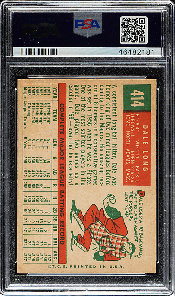 1959 Topps #414 Dale Long PSA NM-MT 8