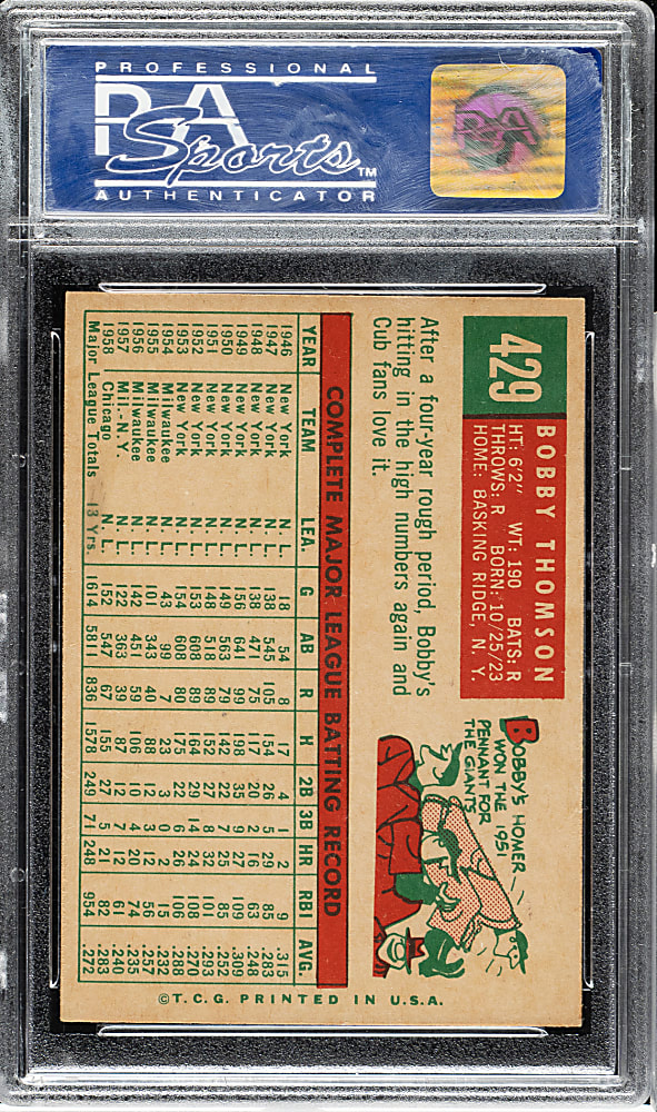 1959 Topps #429 Bobby Thomson PSA NM-MT 8