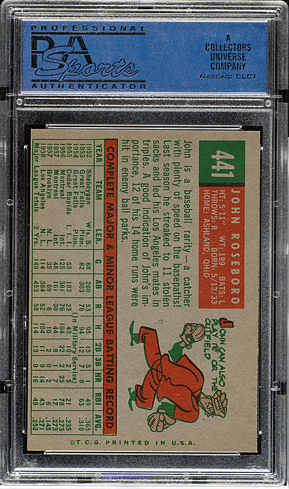 1959 Topps #441 John Roseboro PSA NM-MT 8