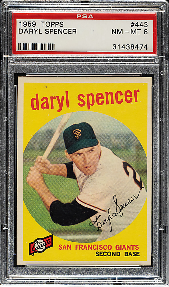 1959 Topps #443 Darryl Spencer PSA NM-MT 8