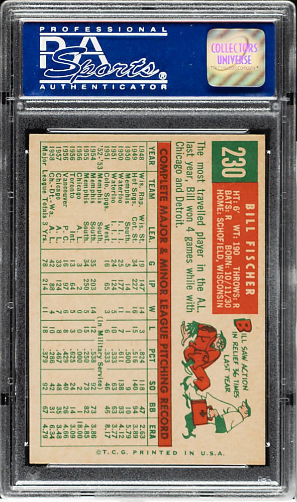 1959 Topps #230 Bill Fischer PSA NM-MT 8