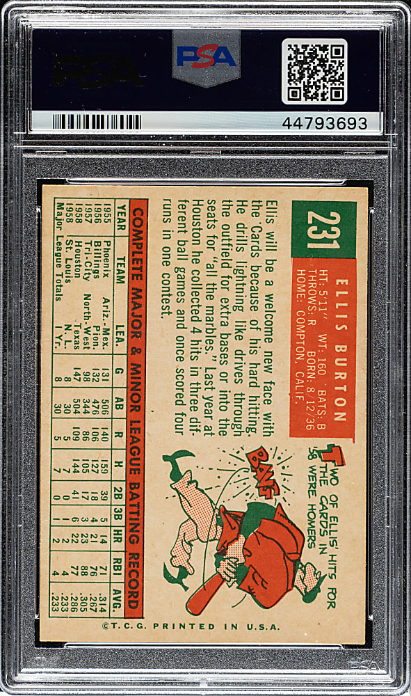 1959 Topps #231 Ellis Burton PSA NM-MT 8