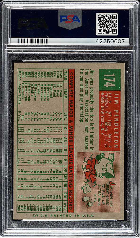 1959 Topps #174 Jim Pendleton PSA NM-MT 8