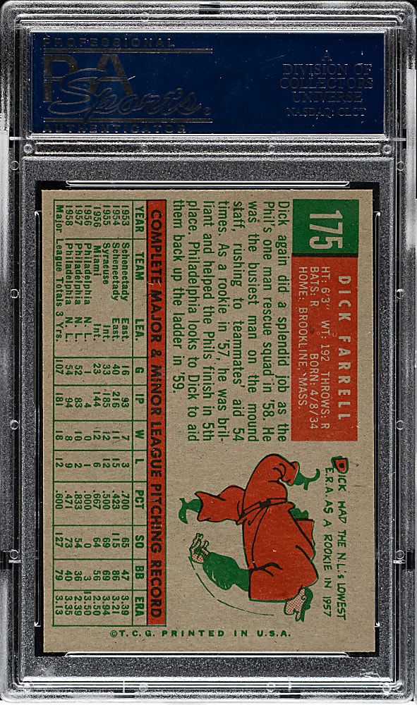 1959 Topps #175 Dick Farrell PSA NM-MT 8