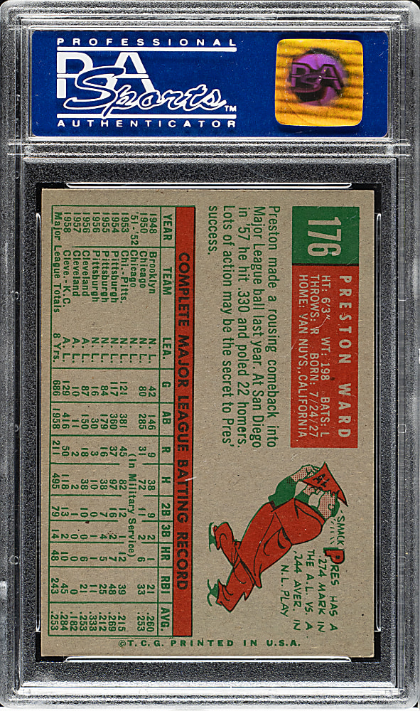 1959 Topps #176 Preston Ward PSA NM-MT 8