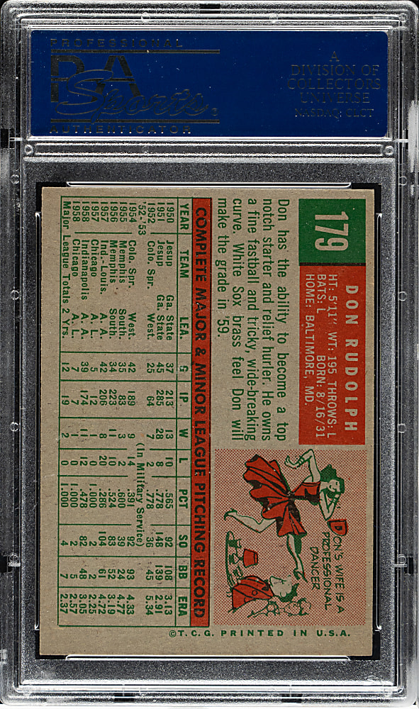 1959 Topps #179 Don Rudolph PSA NM-MT 8