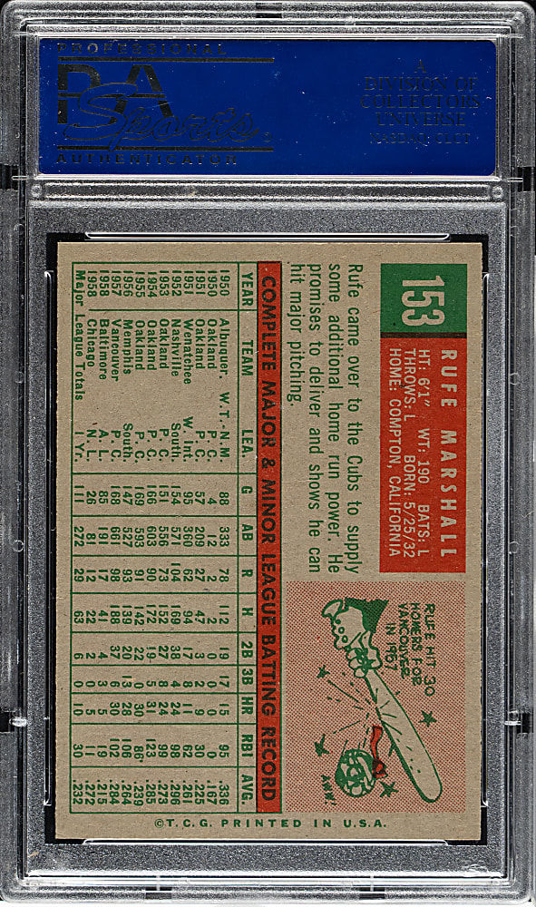 1959 Topps #153 Jim Marshall PSA NM-MT 8