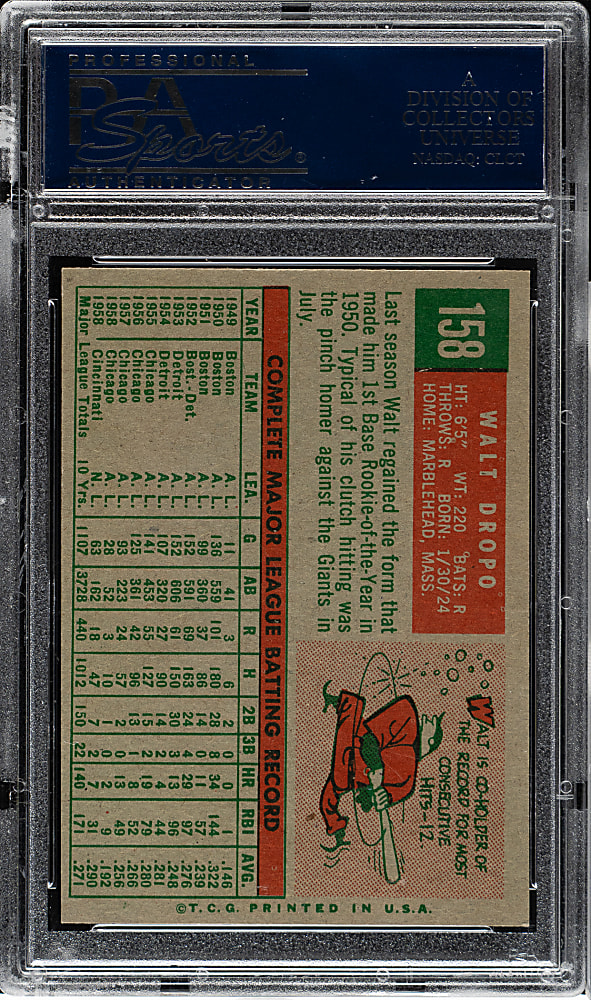 1959 Topps #158 Walt Dropo PSA NM-MT 8