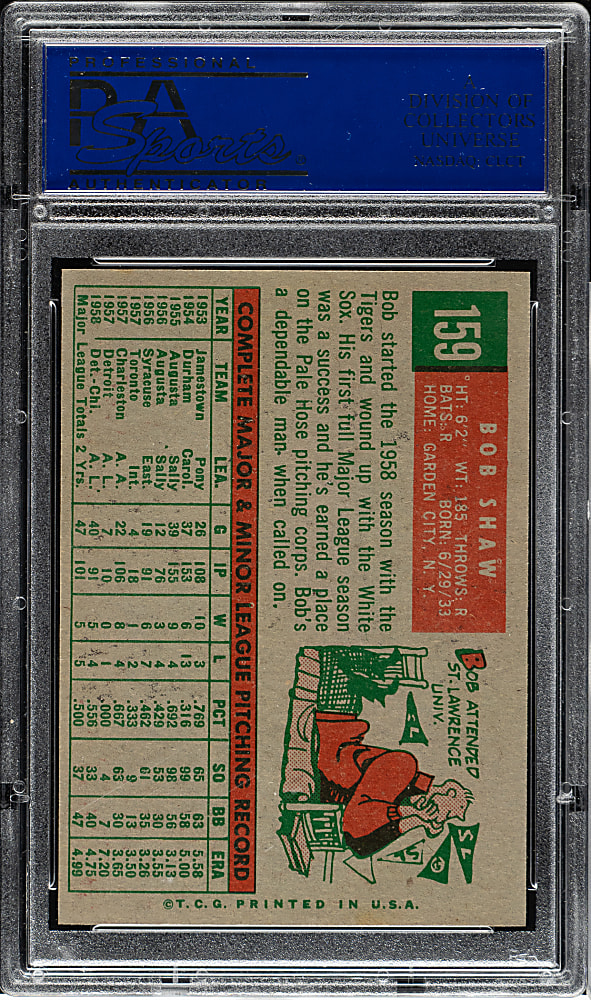 1959 Topps #159 Bob Shaw PSA NM-MT 8