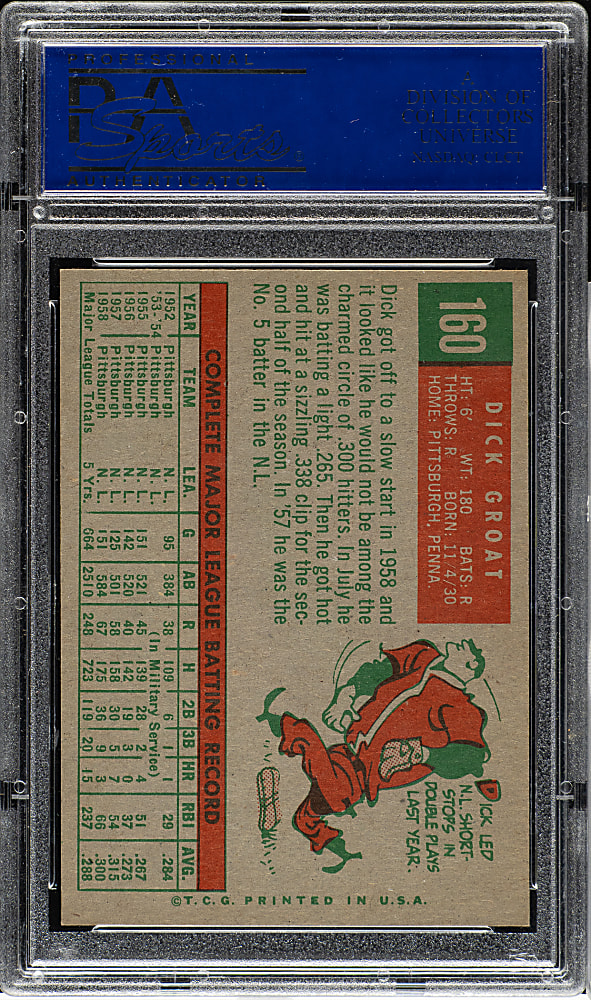 1959 Topps #160 Dick Groat PSA NM-MT 8