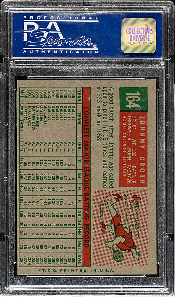 1959 Topps #164 Johnny Groth PSA NM-MT 8