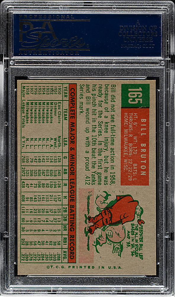 1959 Topps #165 Bill Bruton PSA NM-MT 8