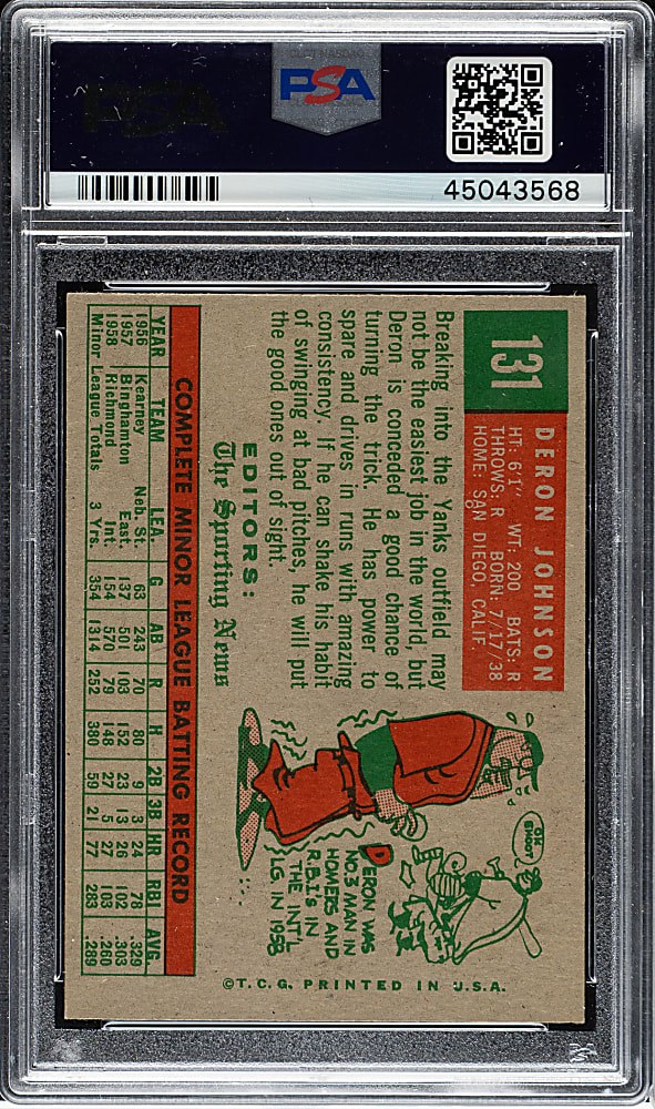 1959 Topps #131 Deron Johnson PSA NM-MT 8