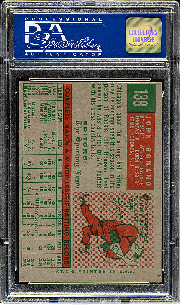 1959 Topps #138 John Romano PSA NM-MT 8