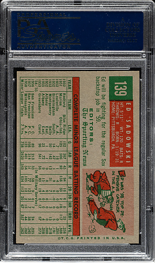 1959 Topps #139 Ed Sadowski PSA NM-MT 8