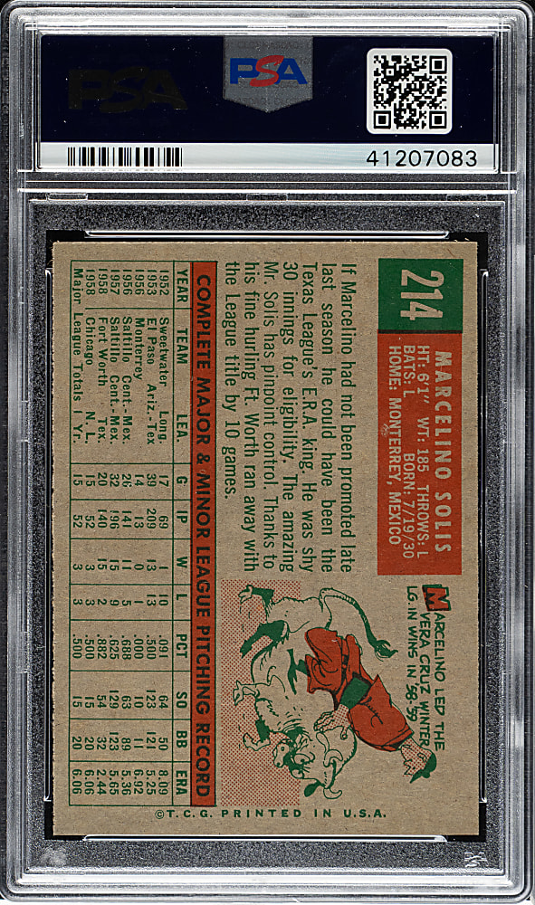 1959 Topps #214 Marcelino Solis PSA NM-MT 8