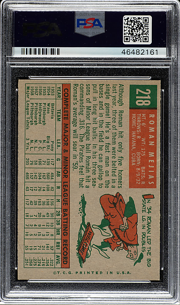 1959 Topps #218 Roman Mejias PSA NM-MT 8