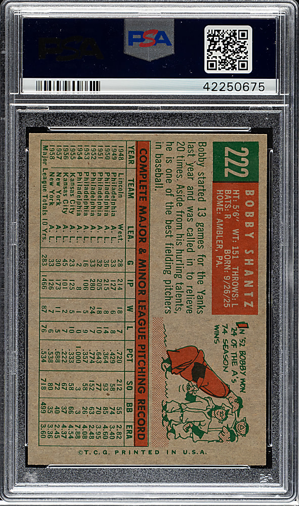 1959 Topps #222 Bobby Shantz PSA NM-MT 8