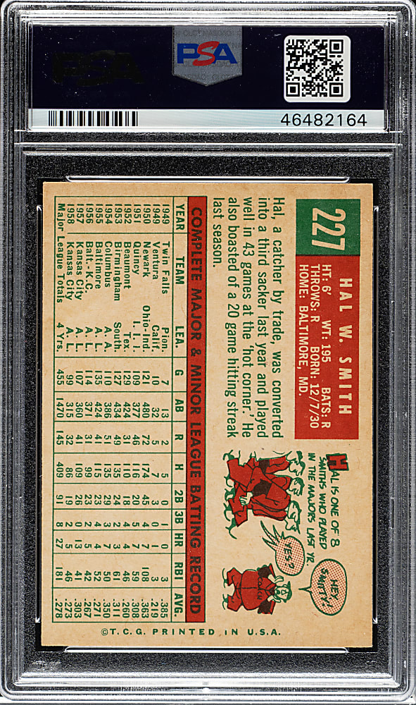 1959 Topps #227 Hal Smith PSA NM-MT 8