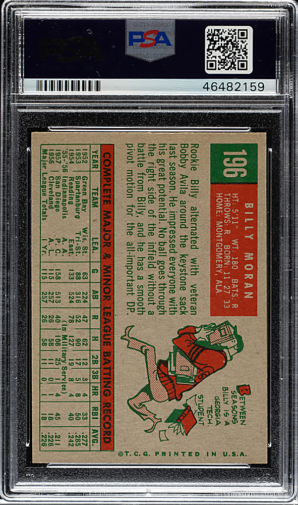 1959 Topps #196 Billy Moran PSA NM-MT 8