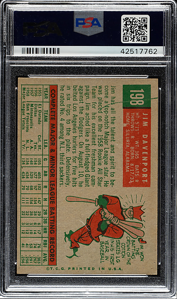 1959 Topps #198 Jim Davenport PSA NM-MT 8