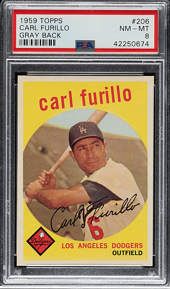 1959 Topps #206 Carl Furillo PSA NM-MT 8