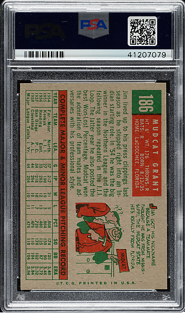 1959 Topps #186 Mudcat Grant PSA NM-MT 8