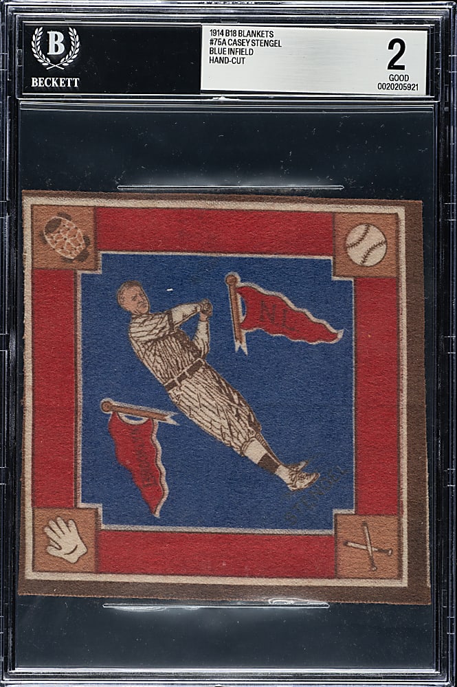 1914 B18 Blankets Casey Stengel Blue Infield BGS GOOD 2