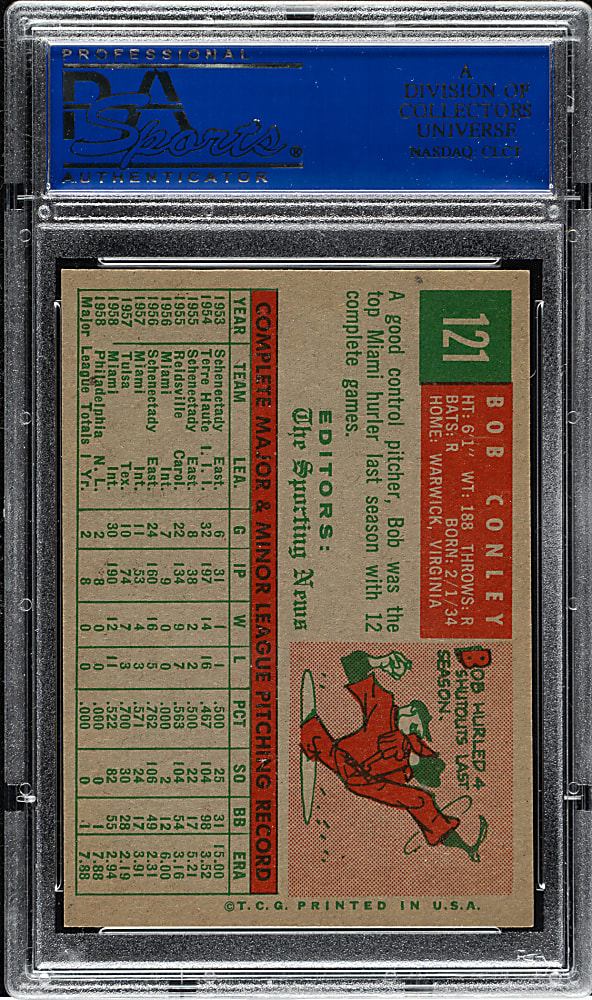 1959 Topps #121 Bob Conley PSA NM-MT 8