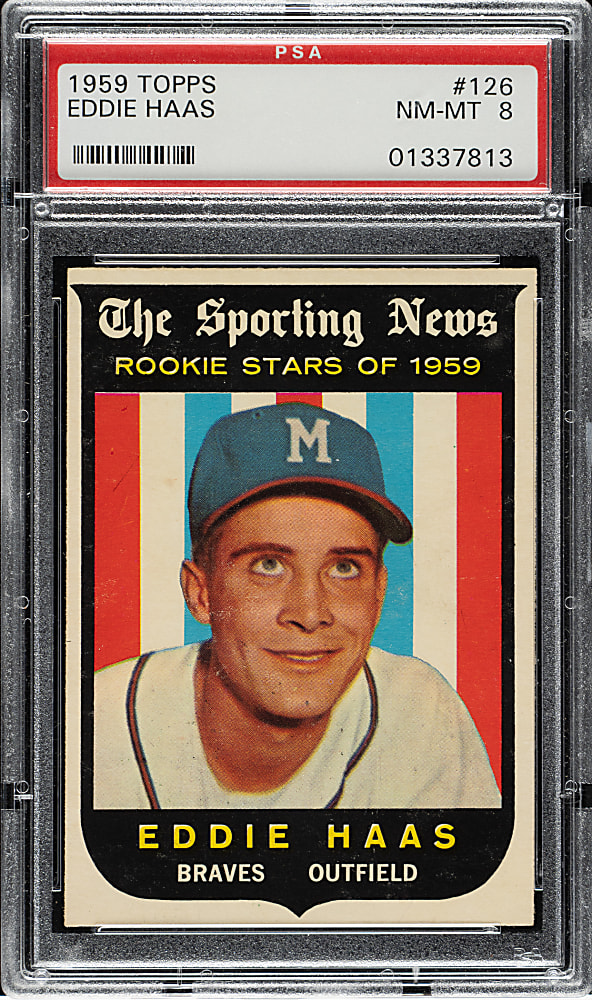 1959 Topps #126 Eddie Haas PSA NM-MT 8