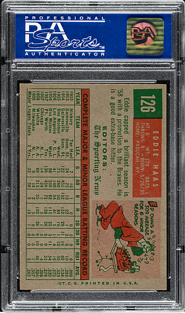 1959 Topps #126 Eddie Haas PSA NM-MT 8