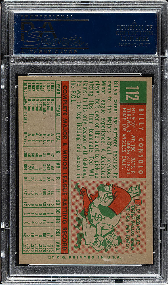 1959 Topps #112 Billy Consolo PSA NM-MT 8