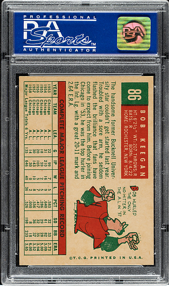 1959 Topps #86 Bob Keegan PSA NM-MT 8