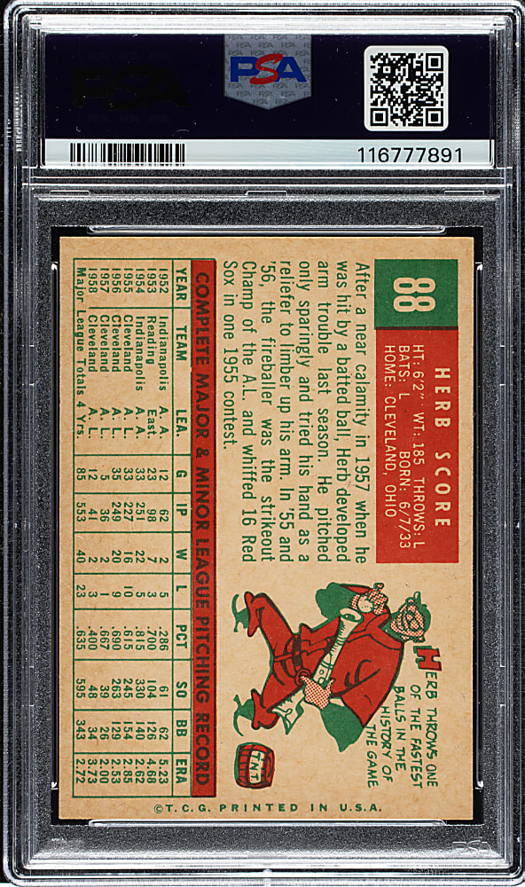1959 Topps #88 Herb Score PSA NM-MT 8