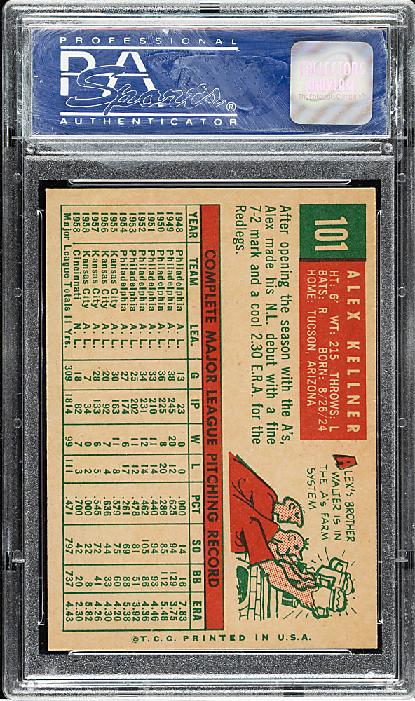 1959 Topps #101 Alex Kellner PSA NM-MT 8