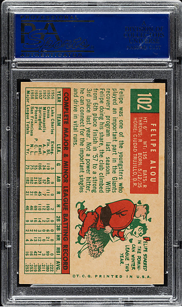 1959 Topps #102 Felipe Alou PSA NM-MT 8