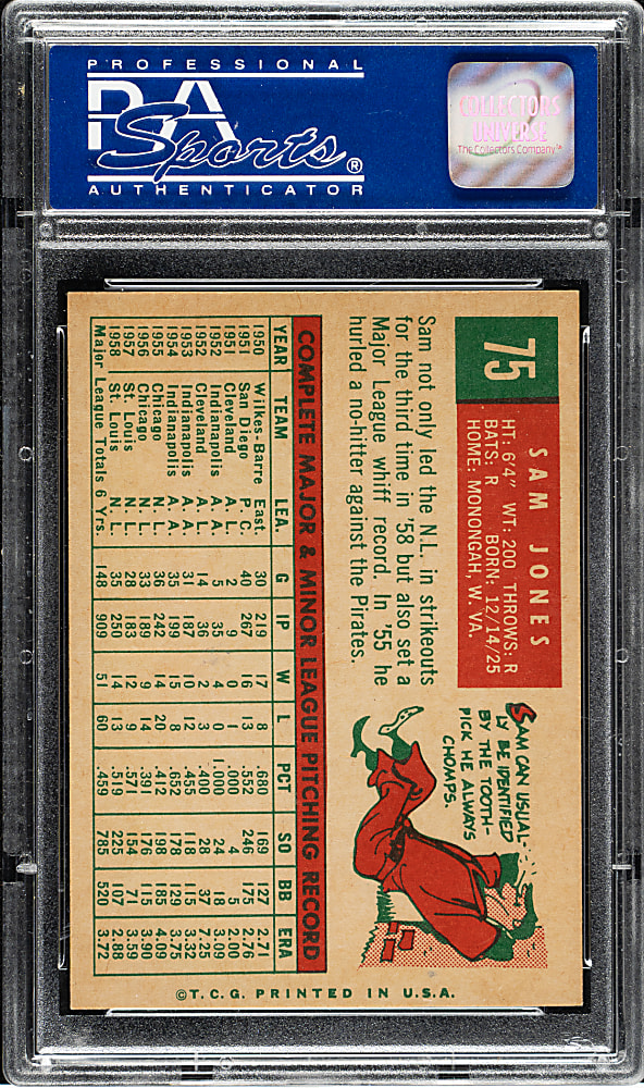 1959 Topps #75 Sam Jones PSA NM-MT 8
